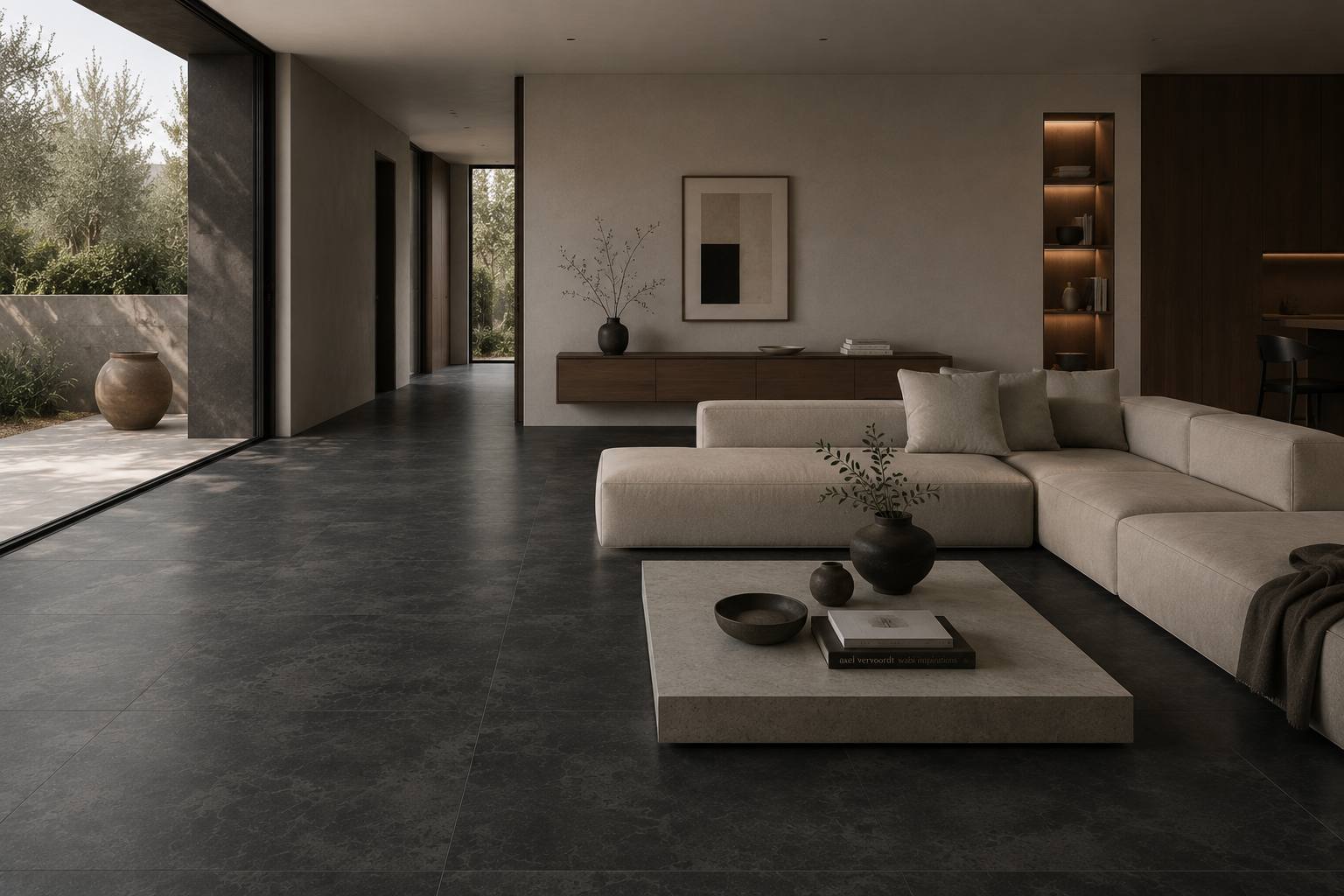 Ambiente realizado con azulejos de la colección Concrete