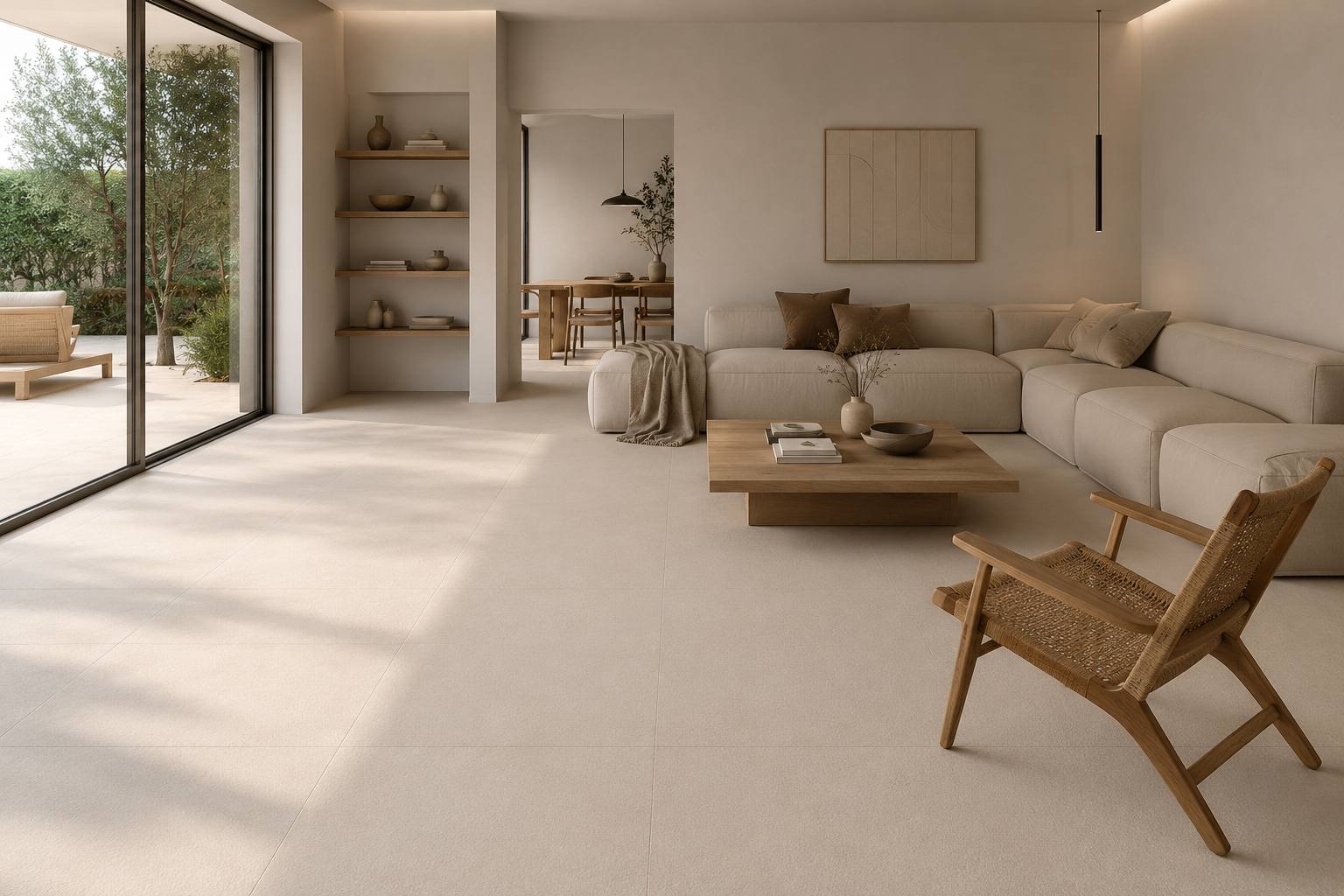 Ambiente realizado con azulejos de la colección Concrete