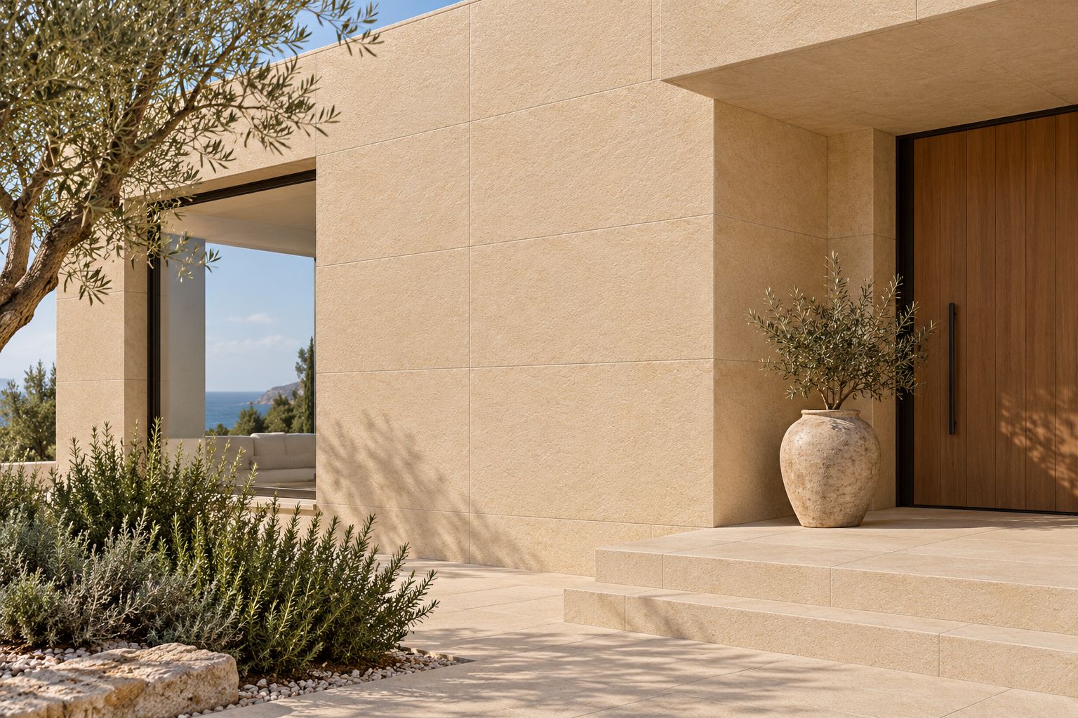 Dolmen Beige en fachadas
