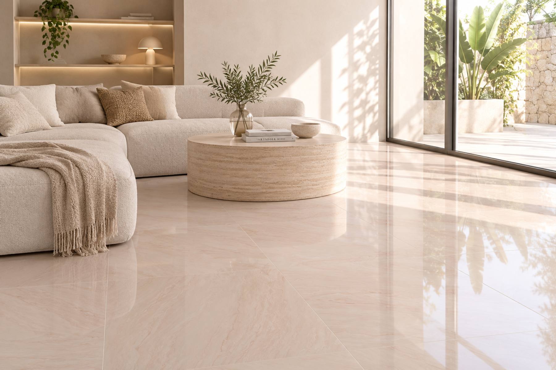 Interior con suelo porcelánico